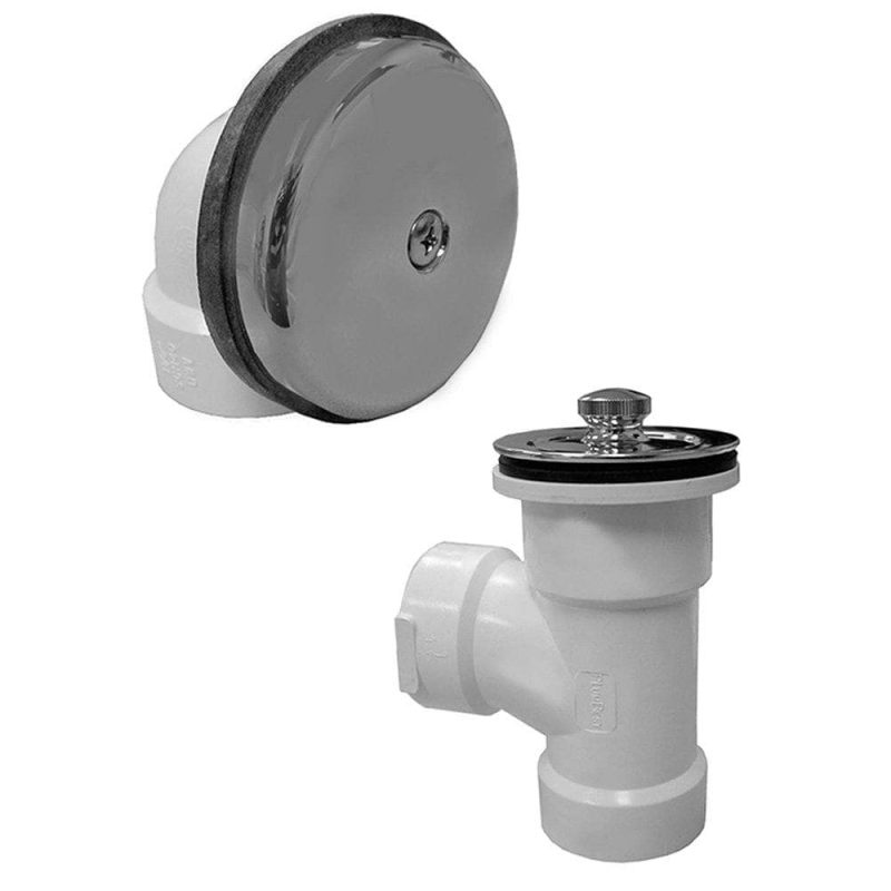 Schedule 40 PVC One-Hole Chrome Plated Brass Lift and Turn Direct T-Waste, Half Kit - No Pipe or Elbow Included