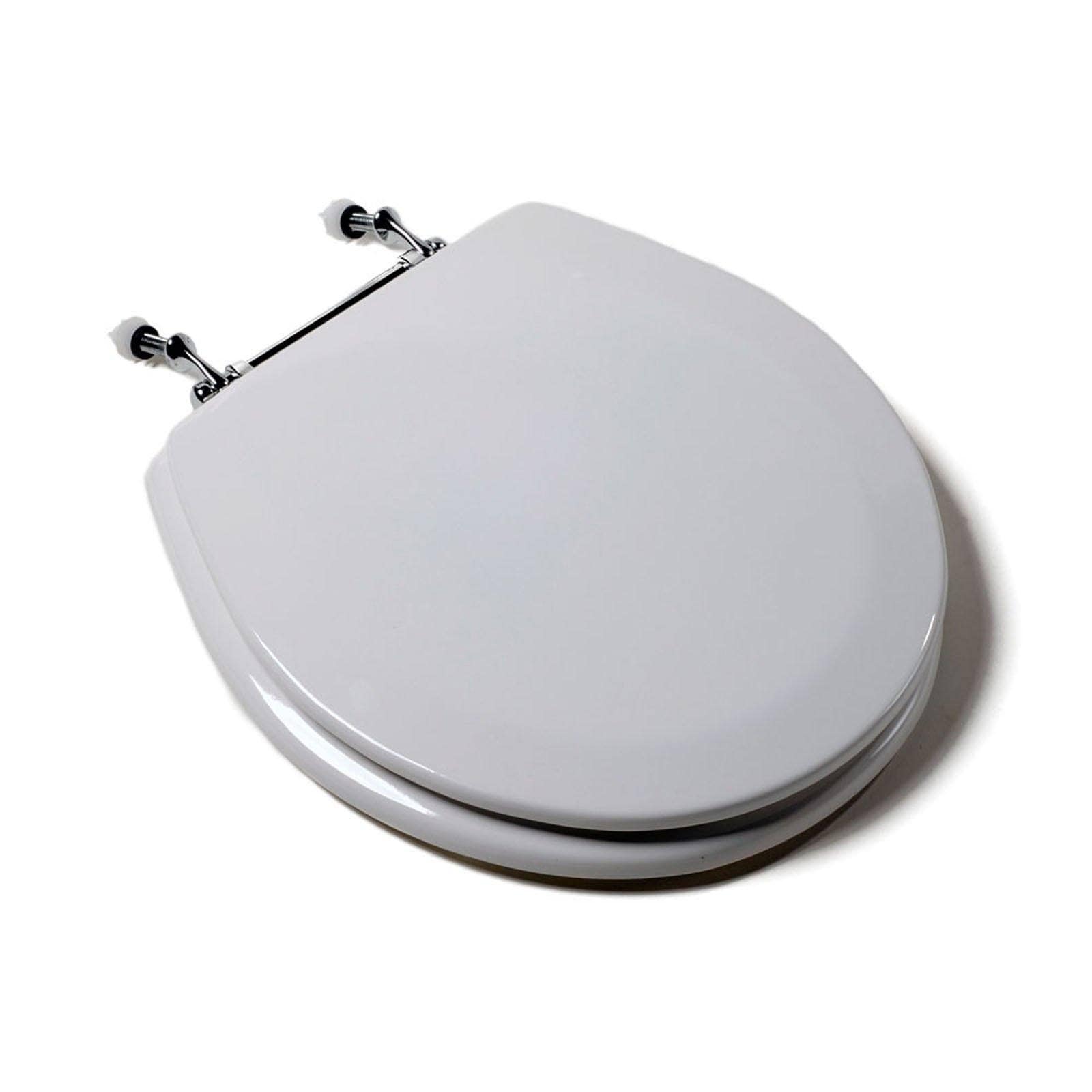 Round with Cover White Toilet Seat Wood 