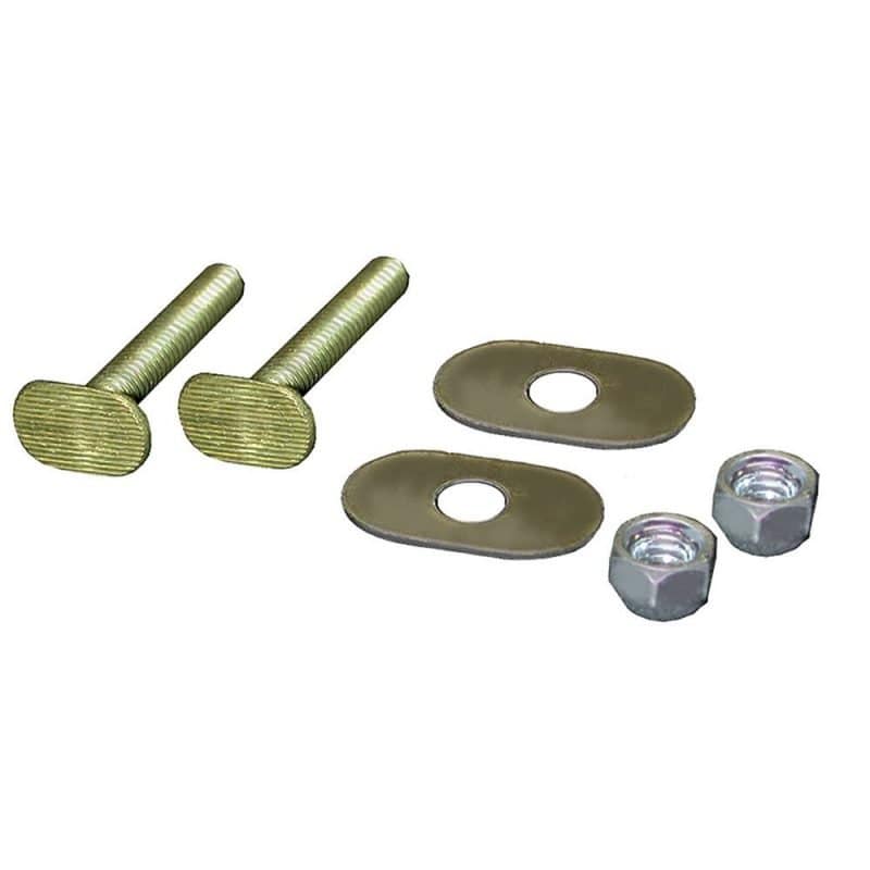 50 Pairs of 5/16" x 2-1/4" Brass Plated Closet Bolts with Zinc Plated Oval Washers and Acorn Nuts, Bagged in Pairs