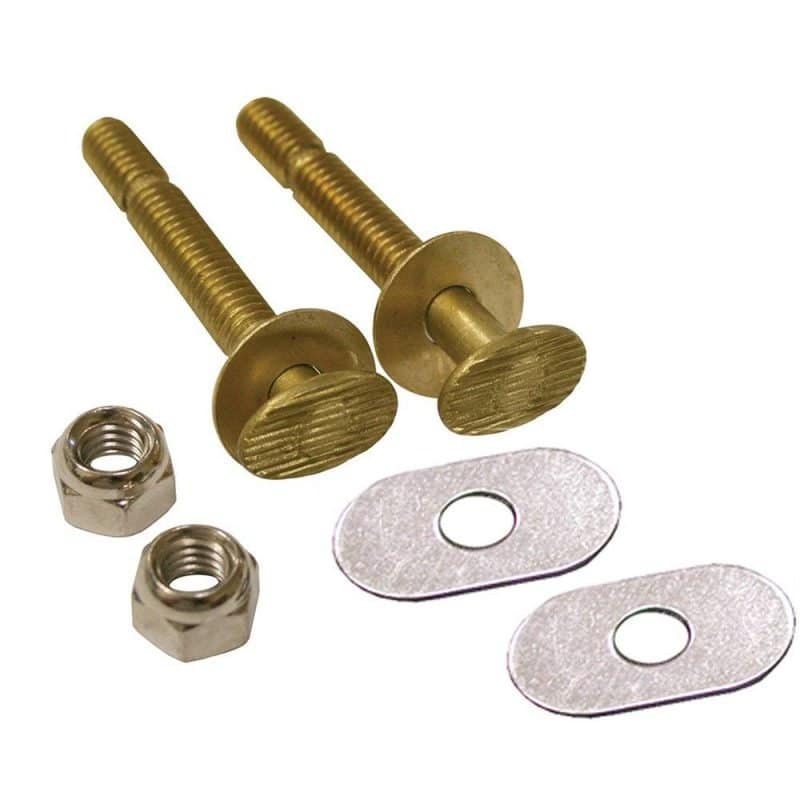 50 Pairs of 1/4" x 2-1/4" Snap-Off Brass Closet Bolts with Oval Washers and Nickel Nuts, Bagged in Pairs