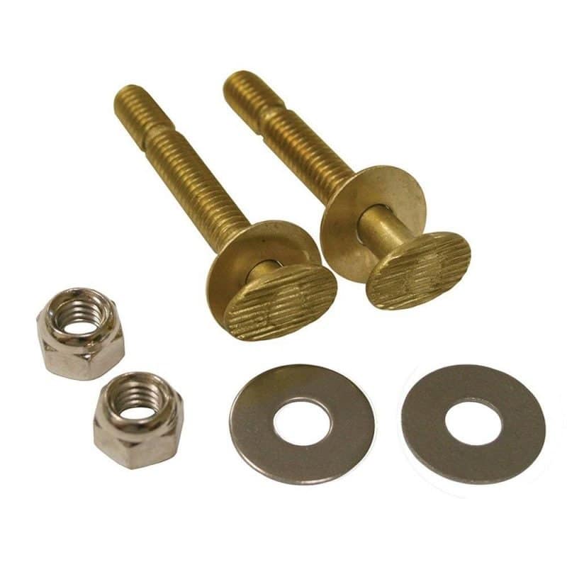 50 Pairs of 1/4" x 2-1/4" Snap-Off Brass Closet Bolts with Round Washers and Nickel Nuts, Bagged in Pairs