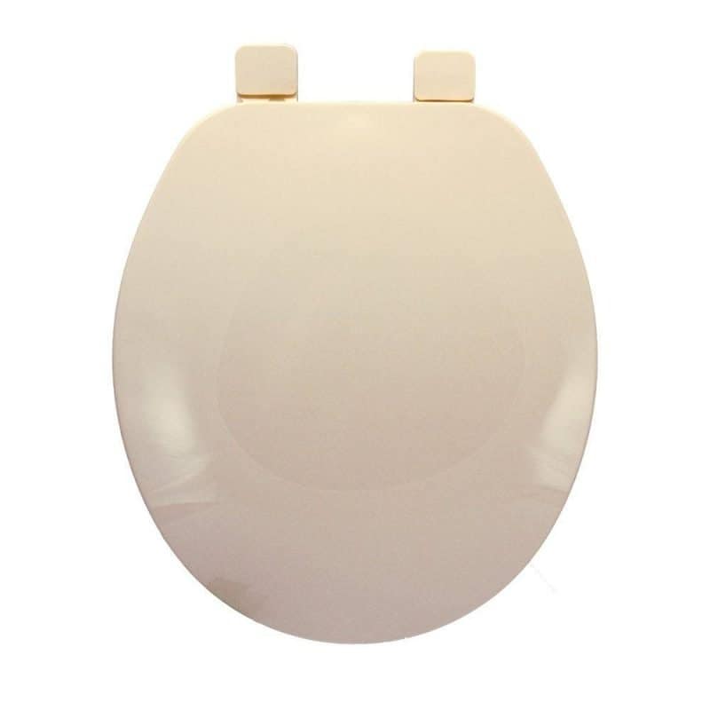Builder Grade Plastic Toilet Seat, Bone, Round Closed Front with Cover