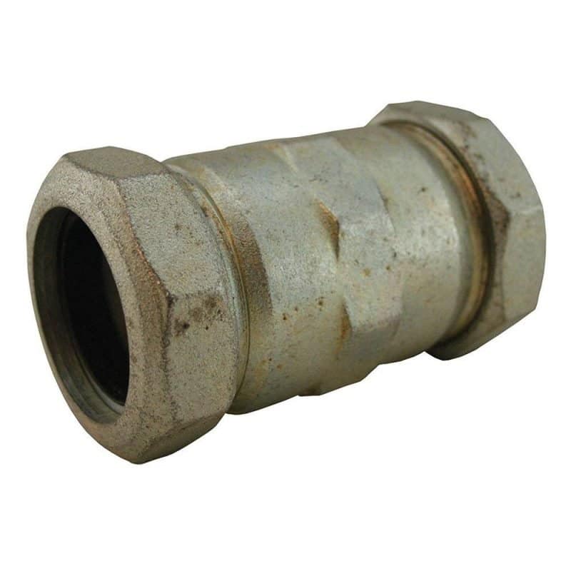 1-1/4" IPS Malleable Iron Compression Coupling, Long Pattern, 4-1/8" Body Length