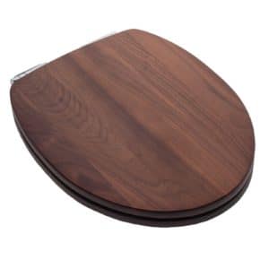 Designer EZ Close Wood Seat, Natural Black Walnut, Chrome Hinge, Elongated Closed Front with Cover