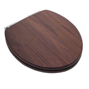 Designer EZ Close Wood Seat, Natural Black Walnut, Chrome Hinge, Round Closed Front with Cover