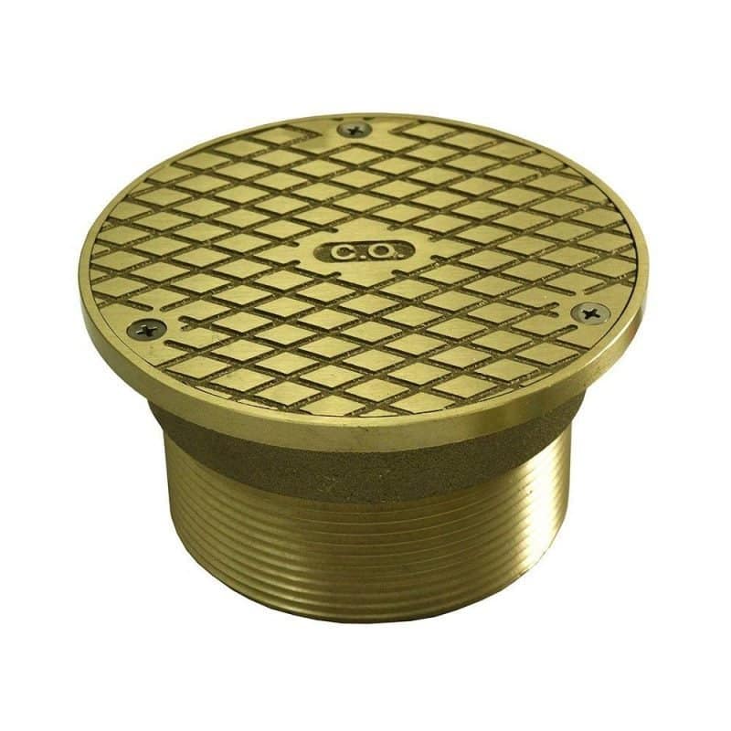3-1/2" Metal Heavy Duty Cleanout Spud with 5" Polished Brass Round Cover