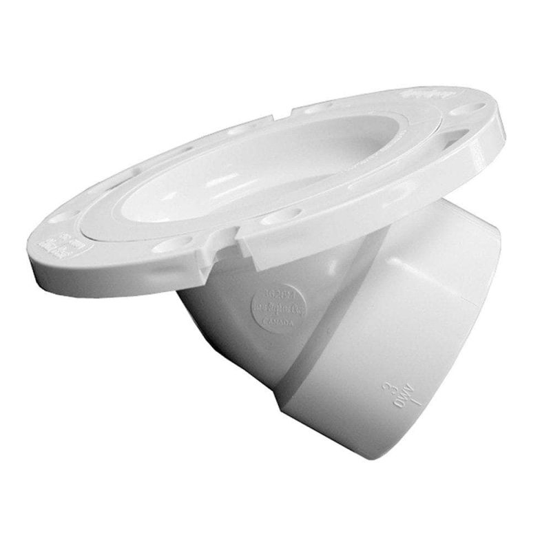 3" x 4" 45 PVC Closet Flange with Plastic Ring