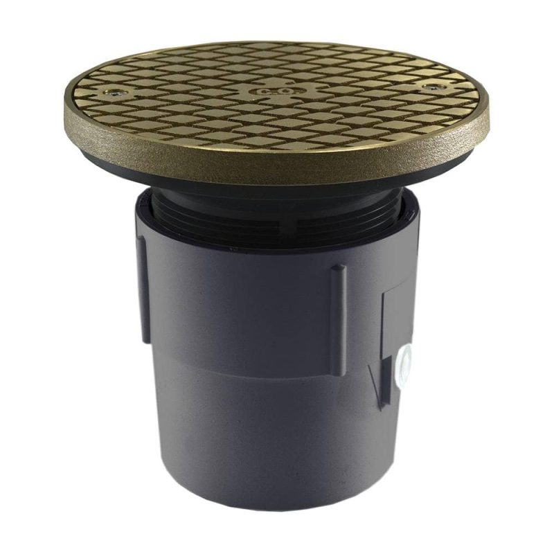 3" x 4" PVC Pipe Fit Base Cleanout with 3-1/2" Plastic Spud and 6" Nickel Bronze Cover with Ring