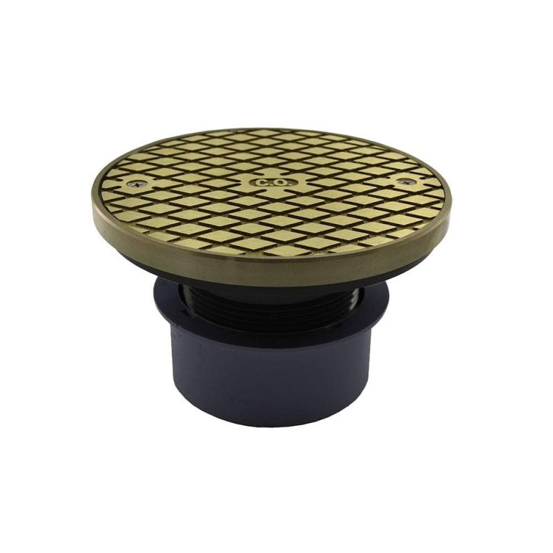 4" PVC Inside Pipe Fit Base Cleanout with 3" Plastic Spud and 6" Nickel Bronze Cover with Ring