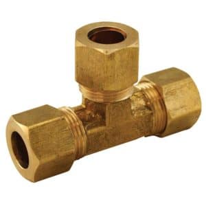 3/8" Brass Compression Tee, Lead Free