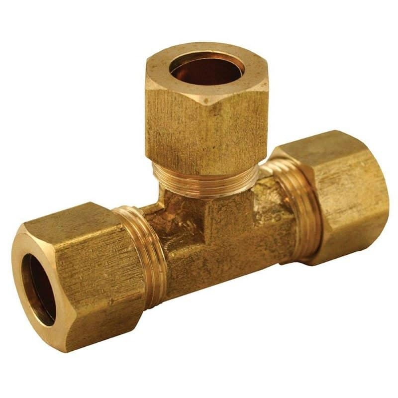 3/8" x 3/8" x 1/4" Brass Compression Reducing Tee, Lead Free