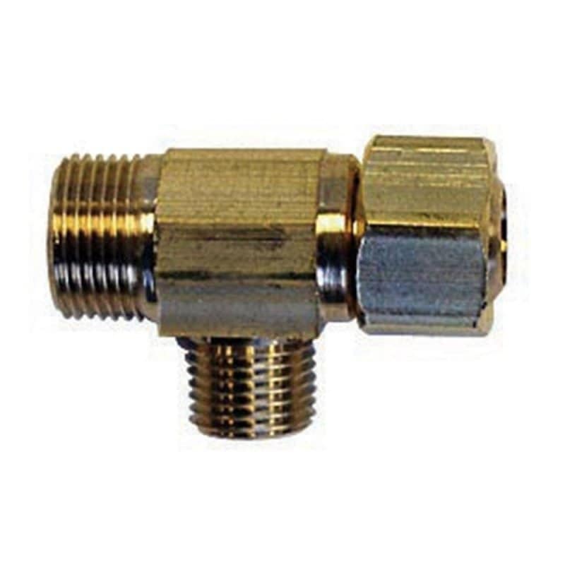 3/8" x 3/8" x 1/4" Brass Compression Easy Connect Tee, Female x Male x Male, Lead Free