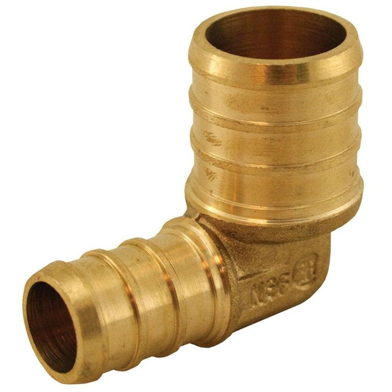 3/4" x 1/2" Brass PEX x PEX 90 Elbow, Lead Free