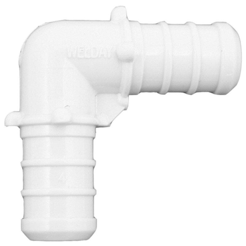 1/2" 90 Plastic White PEX Elbow, Lead Free