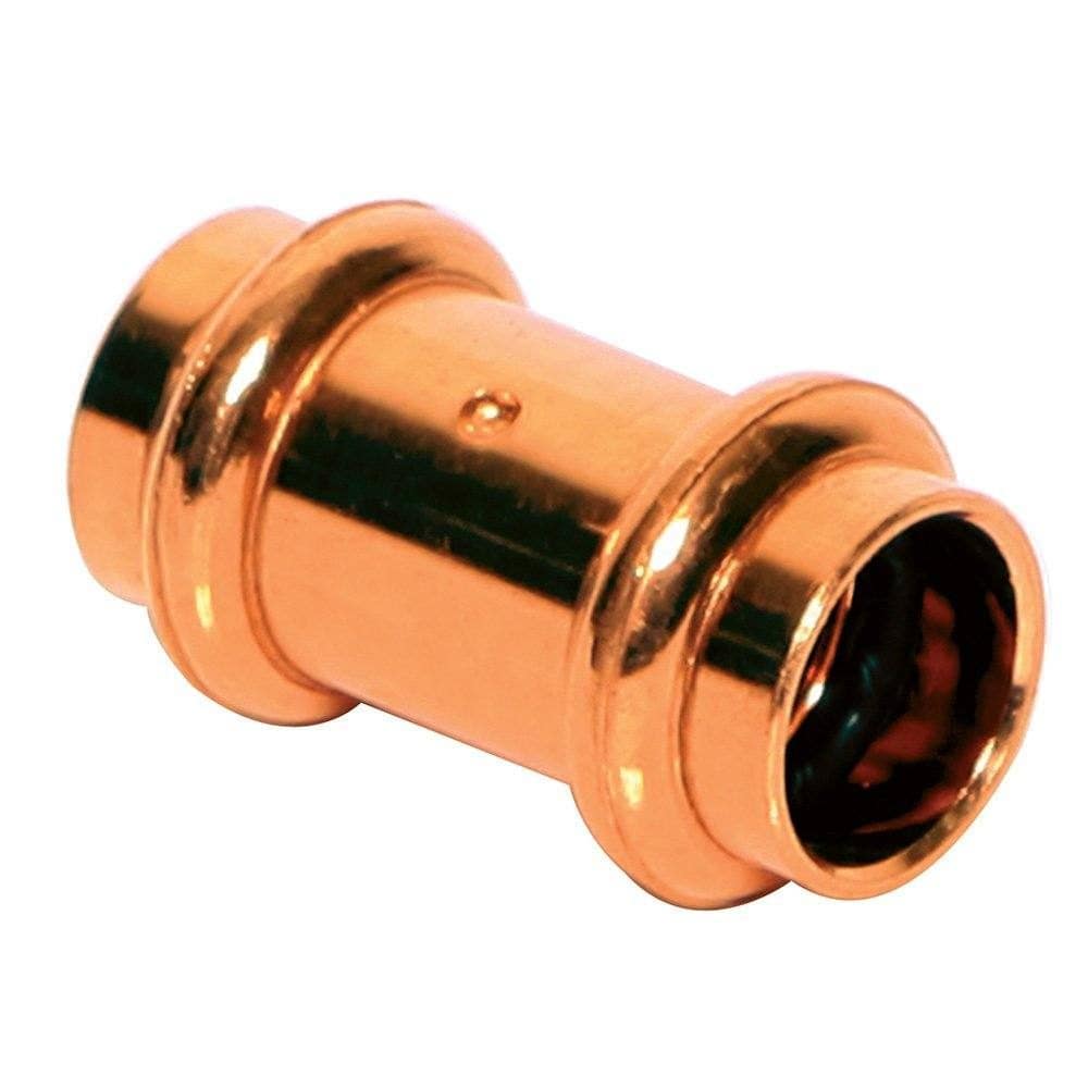 1/2" x 1/2" Copper Press Coupling (Socket) with Rolled Tube Stop