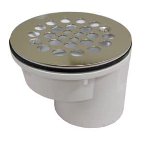 2" Offset PVC Shower Stall Drain with Receptor Base and Stainless Steel Strainer