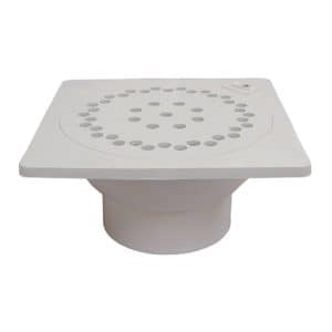 9" x 9" PVC Bell Trap with 3" x 4" Outlet