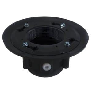 4" PVC Heavy Duty Drain Base with Clamping Ring and Primer Tap, for 3-1/2" Spud