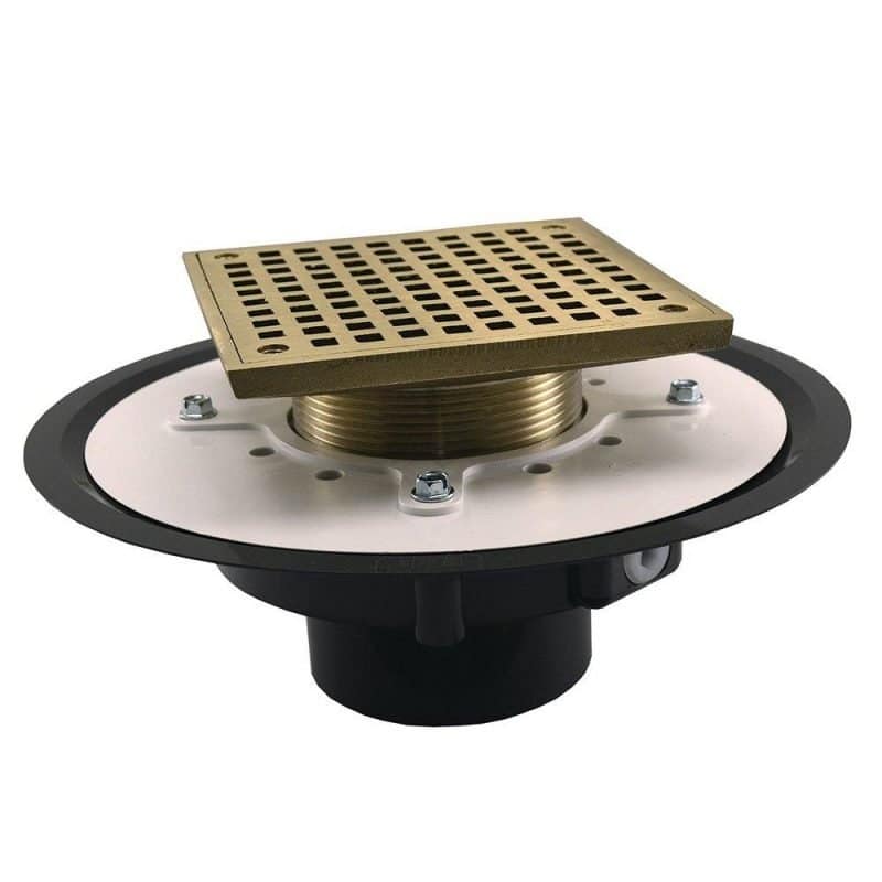 3" Heavy Duty PVC Drain Base with 3-1/2" Metal Spud and 6" Nickel Bronze Strainer