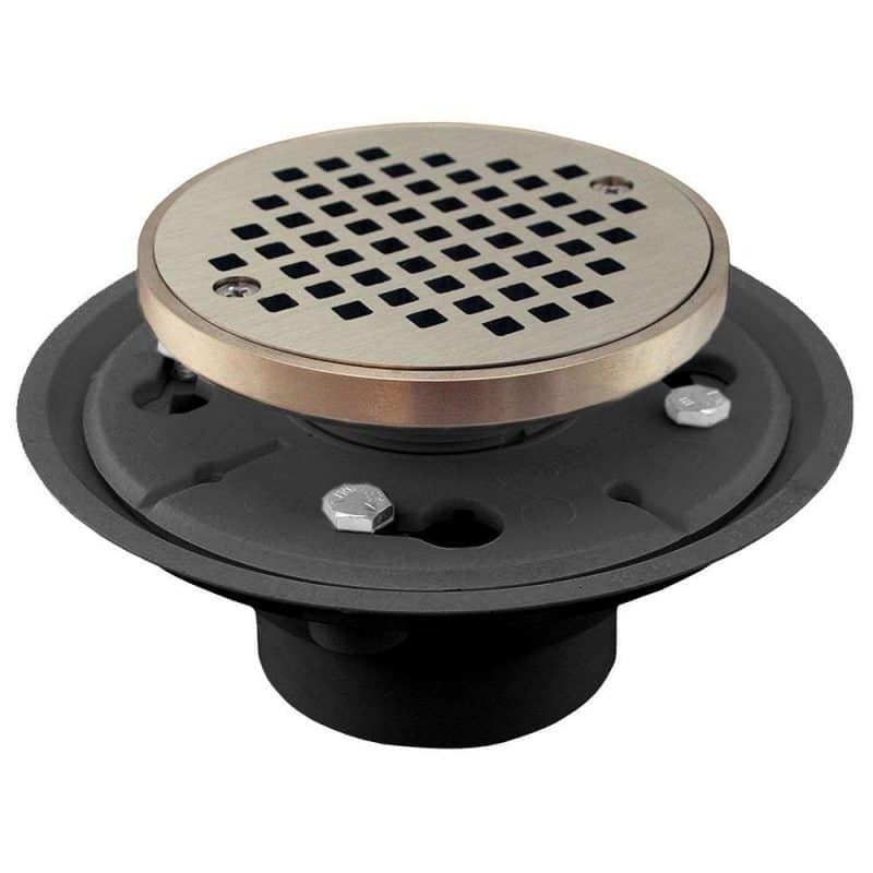 4" PVC Shower Drain/Floor Drain with Nickel Bronze Cast Round Strainer with Ring