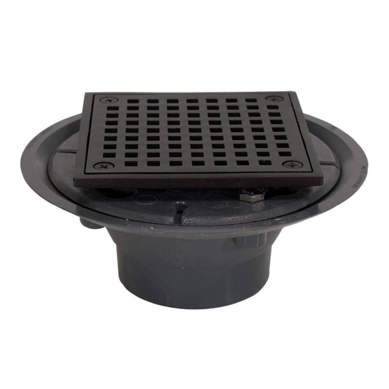 Oil Rubbed Bronze 2" x 3" Shower Drain with 2" Brass Spud and 4-1/4" Square Strainer