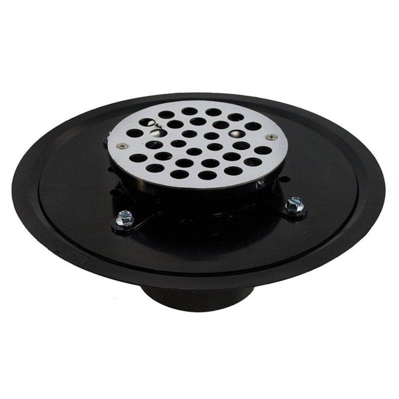 3" Heavy Duty ABS Drain Base with 3-1/2" Plastic Spud and 6" Stainless Steel Strainer