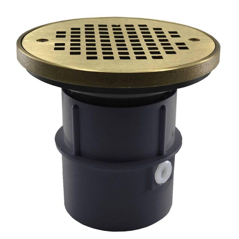 3" PVC Over Pipe Fit Drain Base with 3" Plastic Spud and 6" Nickel Bronze Strainer with Ring