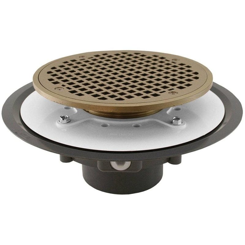 3" Heavy Duty PVC Drain Base with 3-1/2" Metal Spud and 8" Nickel Bronze Strainer