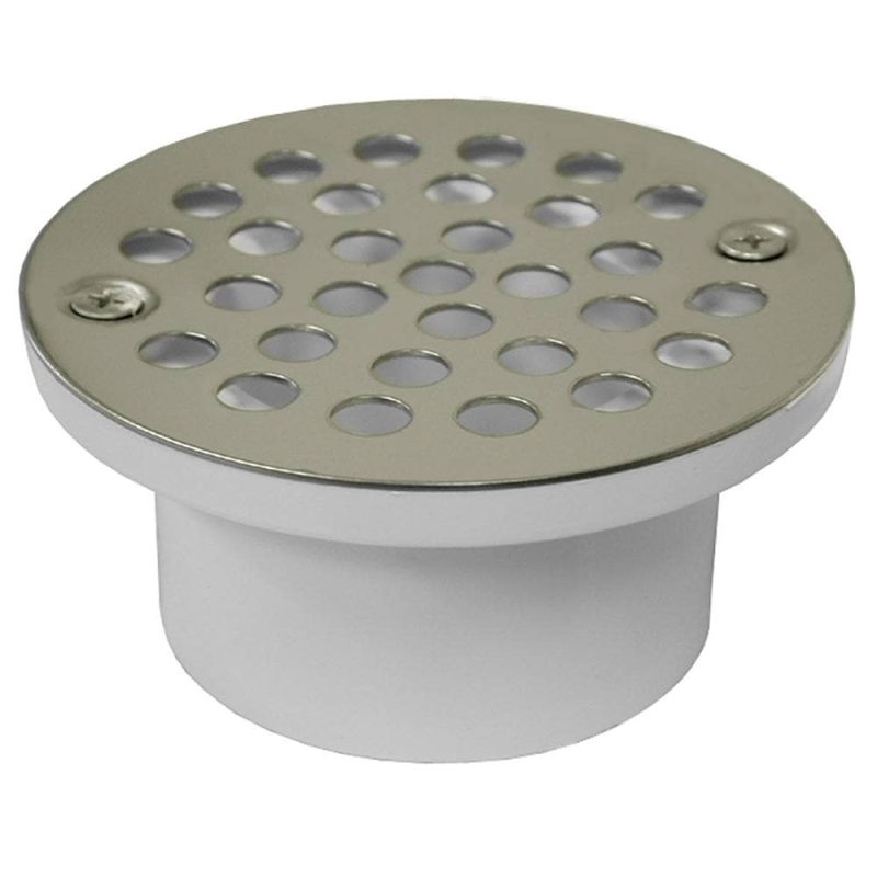 2" x 3" General Purpose PVC Drain with 4-1/4" Nickel Bronze Round Strainer
