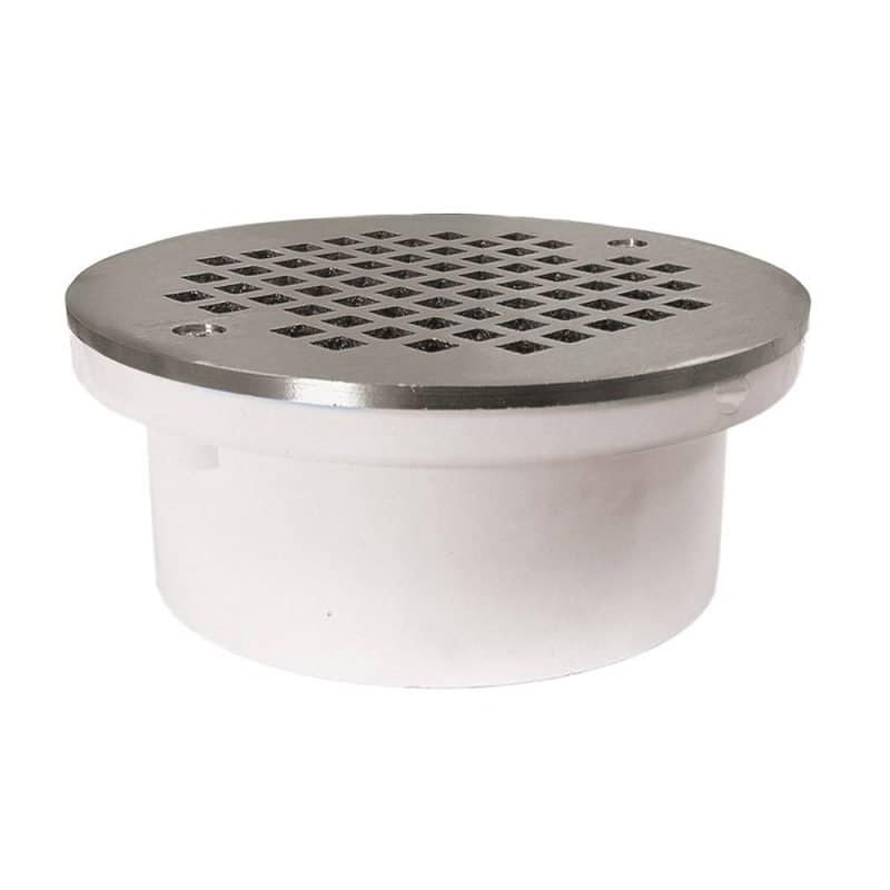 4" General Purpose PVC Drain with 6" Stainless Steel Round Strainer
