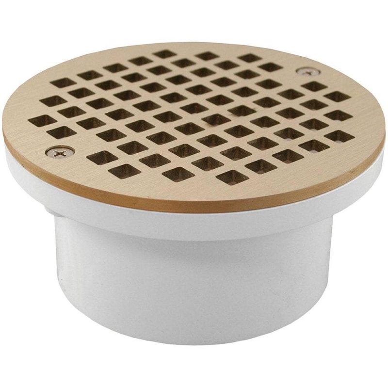 3" x 4" General Purpose PVC Drain with 5" Nickel Bronze Round Strainer