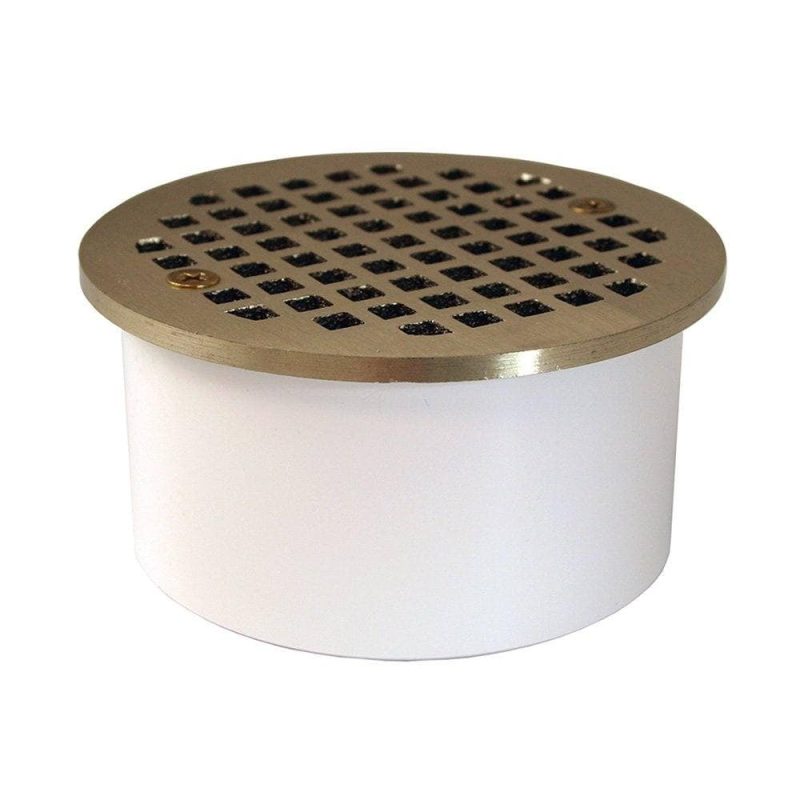3" PVC Inside Pipe Fit Drain with 3-1/2" Nickel Bronze Round Strainer