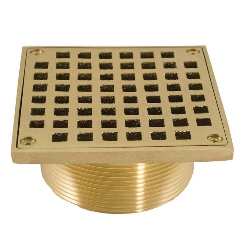 3-1/2" IPS Metal Spud with 5" Polished Brass Square Strainer