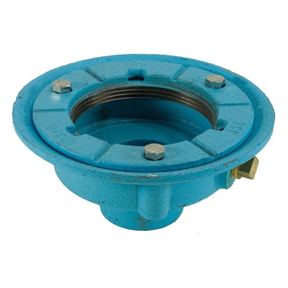 4" Code Blue No Hub Drain Body with 7" Pan and 3-1/2" Spud Size - 2-1/2" Height