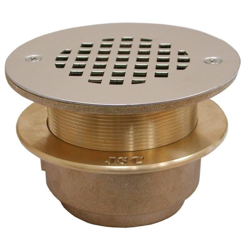 2" IPS Bronze Shower Drain with Standard Spud and Stainless Steel Strainer