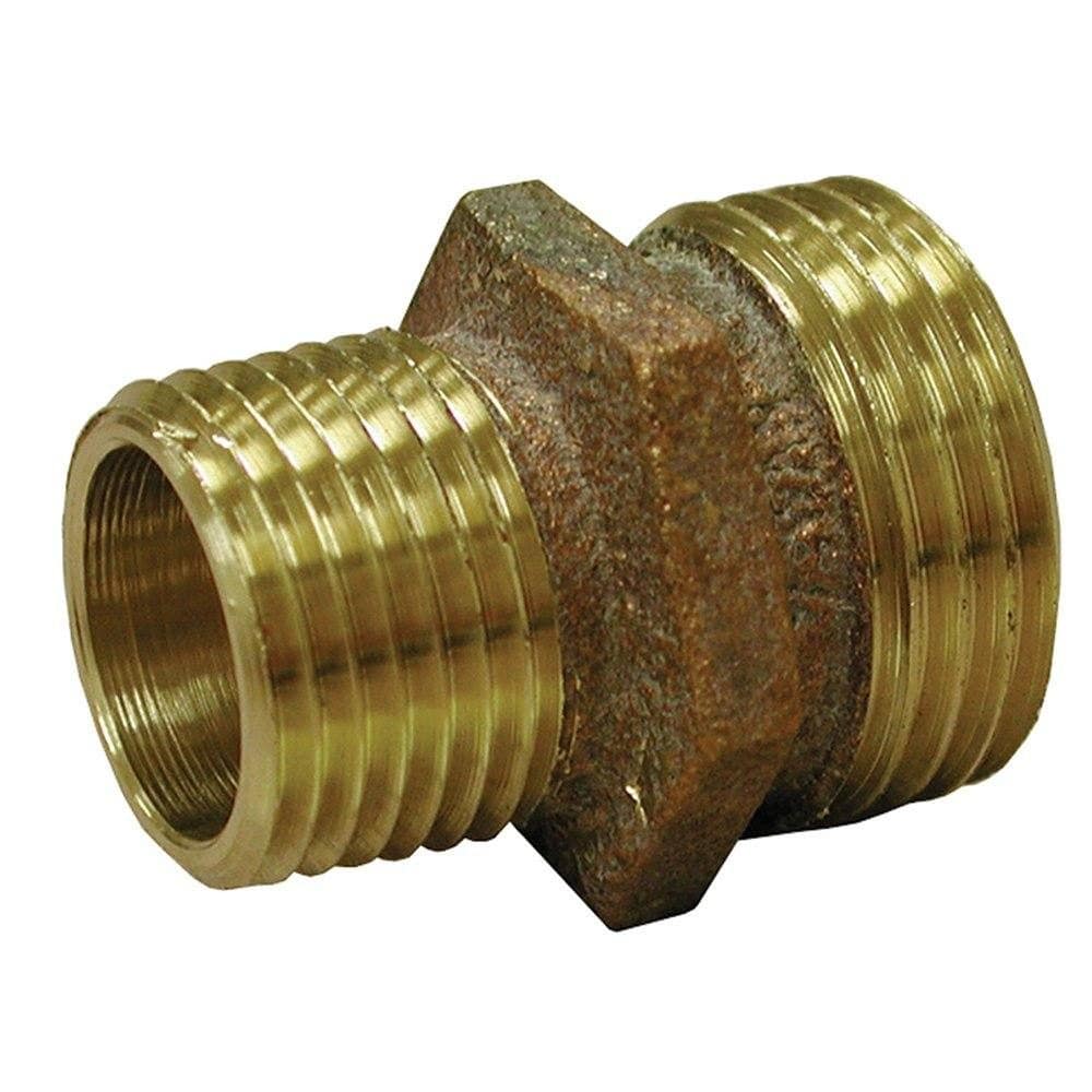 3/4" x 3/4" (1/2" FIP Tap) Brass Garden Hose Fitting, Male Hose To Male Pipe