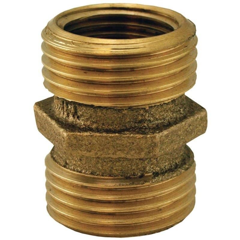 3/4" x 3/4" (1/2" FIP Tap) Brass Garden Hose Fitting, Male Hose To Male Hose
