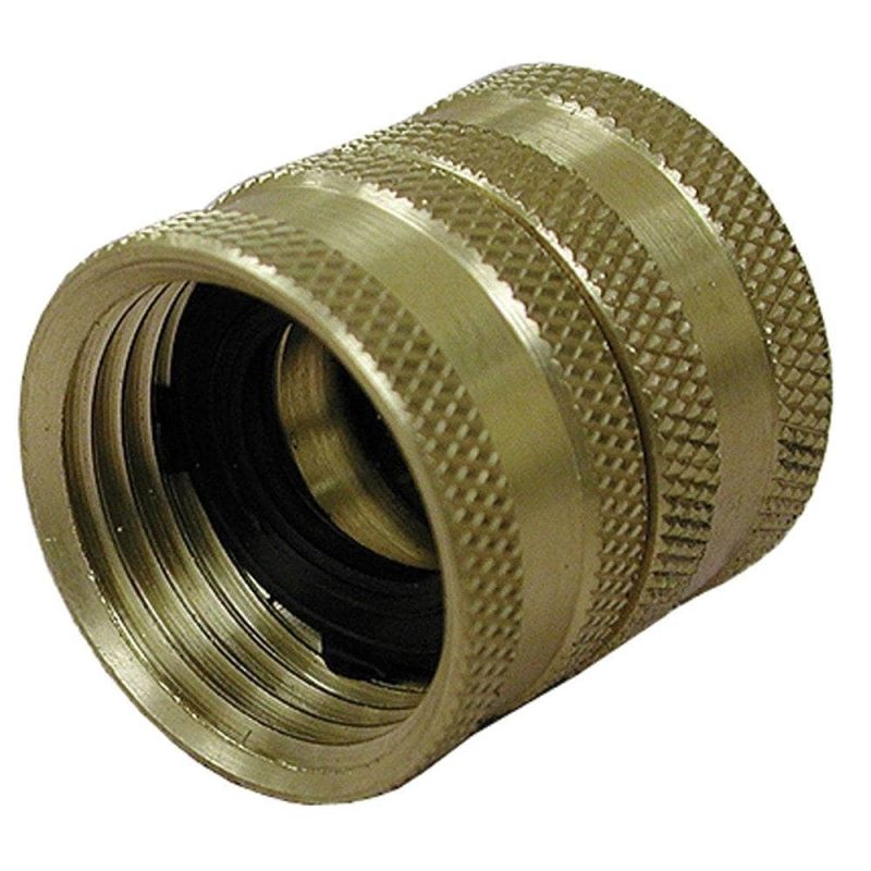 3/4" x 3/4" Brass Garden Hose Fitting, Female Hose To Female Hose Swivel, Lead Free
