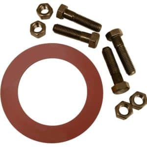 4" Red Rubber Ring Gasket Kit, 5/8" x 3" Bolt Size