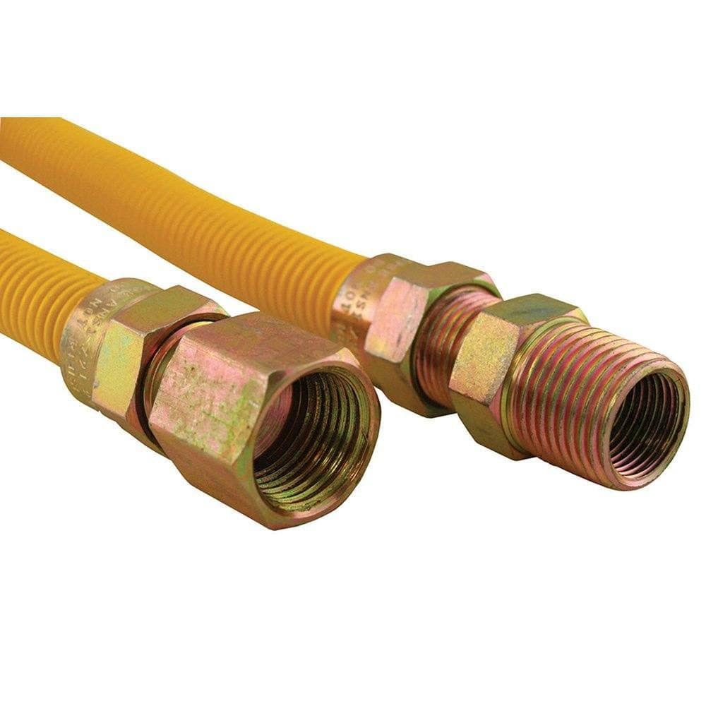 3/8" OD Gas Connector, Coated with Fitting, 1/2"° FIP x 3/8"° MIP x 14"°