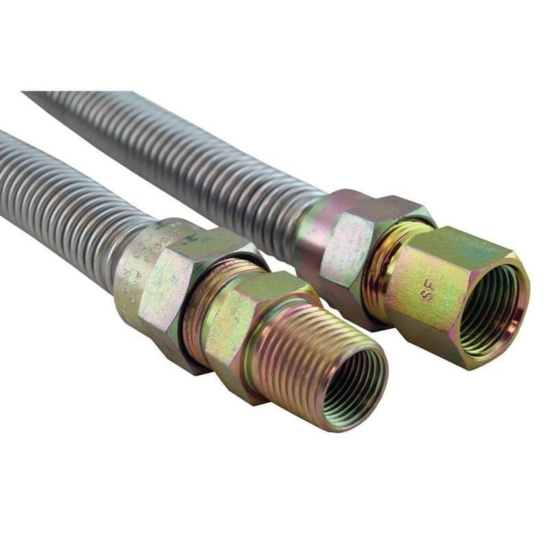 5/8" Gas Connector, Uncoated with Fitting, 1/2" FIP x 1/2" MIP x 18"