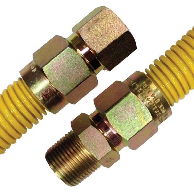 1" OD Gas Connector, Coated with Fitting, 3/4" MIP x 3/4" FIP x 18"