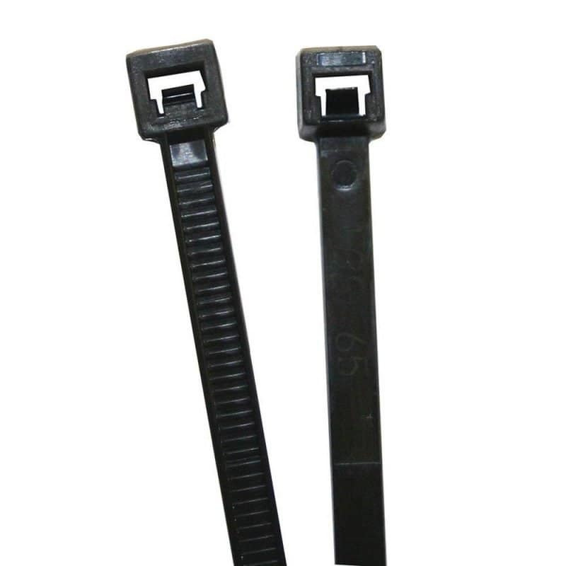 7" 50 lb. UV Black Cable Ties, Bag of 100