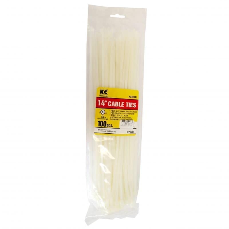 14" 50 lb. Cable Ties, Natural Color, Bag of 100