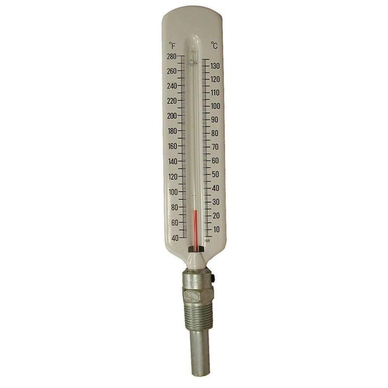 Hot Water and Refrigerant Line Thermometer, Straight Pattern, Brass Well, 1/2" NPT