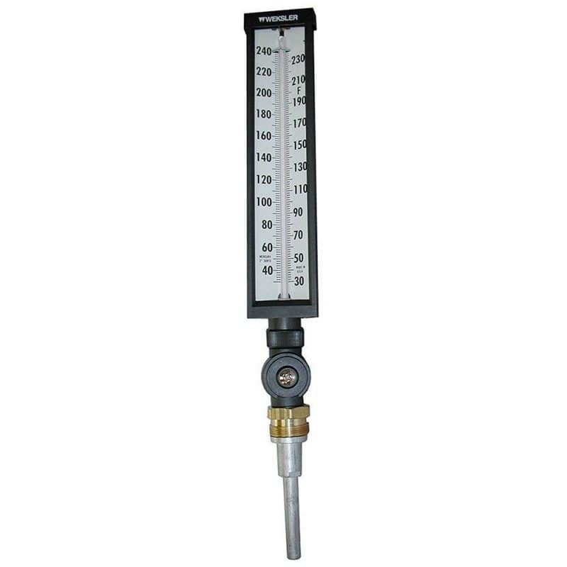 Weksler Industrial Multi-Angle Thermometer, Hot Water 30&deg-240&deg F, 3-1/2" Stem, 1" NPSM