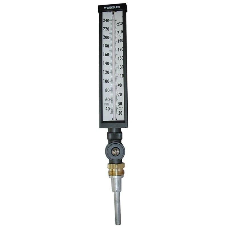 Weksler Industrial Multi-Angle Thermometer, Cold Water 0&deg-120&deg F, 3-1/2" Stem, 1" NPSM
