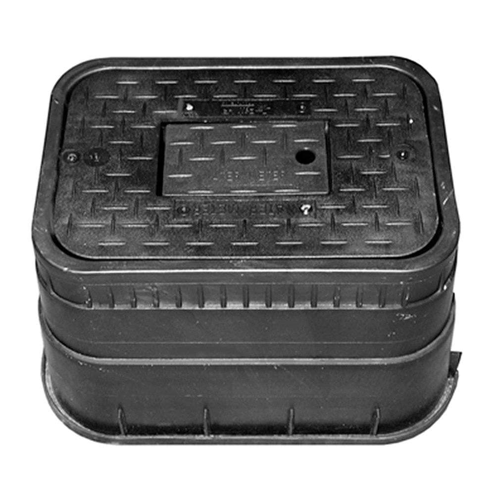 12" Water Meter Box with Black Solid Cast Iron Lid