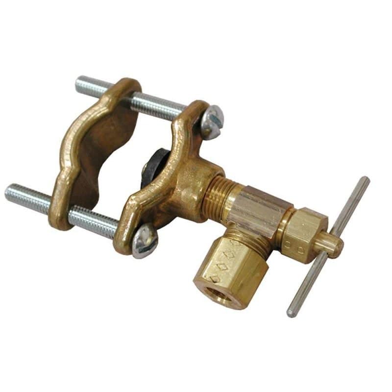 1/4" Brass Saddle Clamp with Self-Piercing Valve, Lead Free