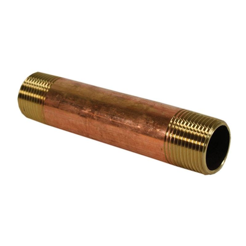 1" x 4" Red Brass Pipe Nipple, Lead Free